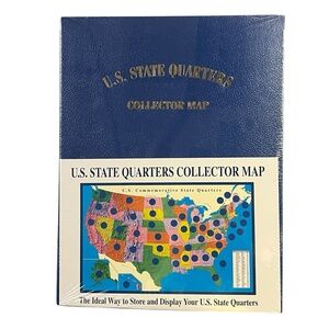 Coinmap‎ Inc State Quarters Map 12.5x16.5 Blue Collector Display New Organizer